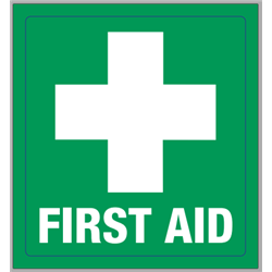 First Aid Sticker 89x97mm Green  White